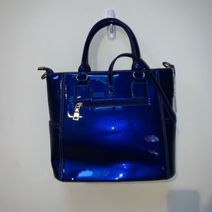 Patent Leather Blue Handbag
